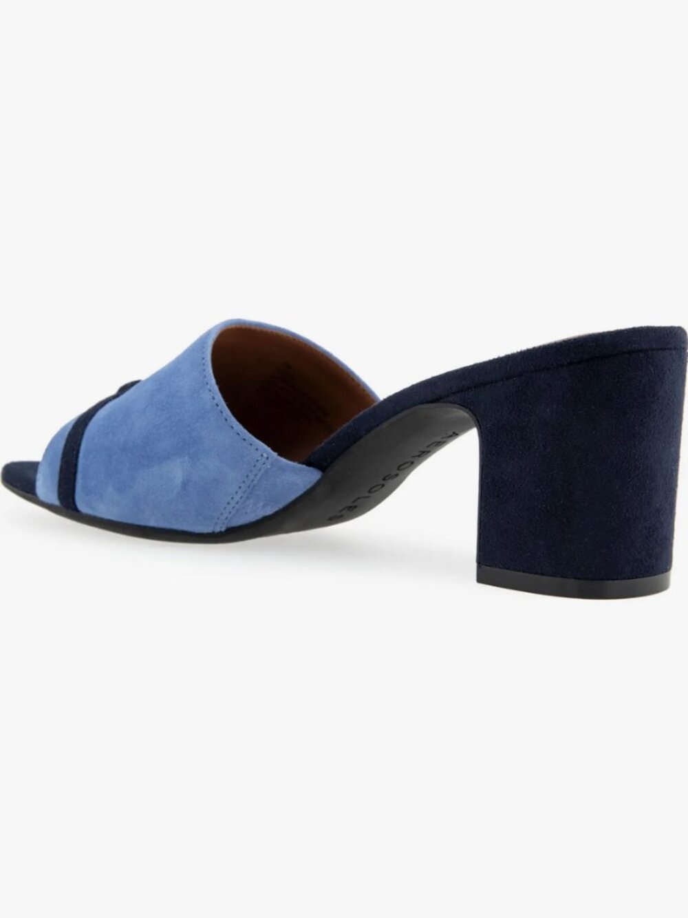 AEROSOLES Women's Gela Mule Heeled Sandal - Blue Jean Suede Size 6.5 NEW - Picture 2 of 7